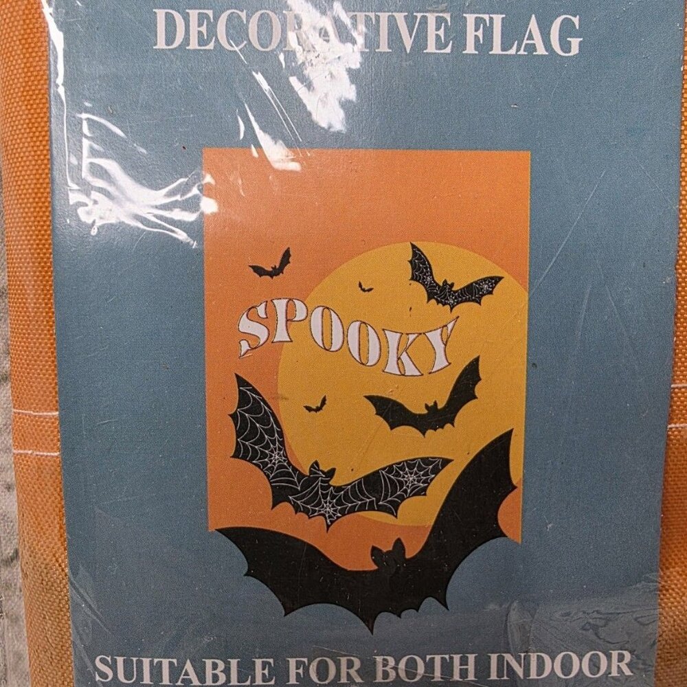 Happy Halloween SPOOKY Banner Bat Moon Hanging Flag 28 x 40 Inch